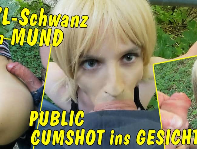 XXL-Schwanz im Mund! Krasser Deepthroat und Public Cumshot ins Gesicht!